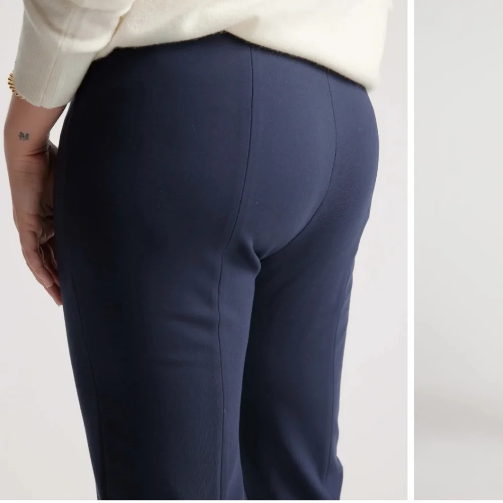 Quince Ultra Stretch Ponte Pintuck Ankle Pants Black Last Few Pairs - Picture 4 of 6